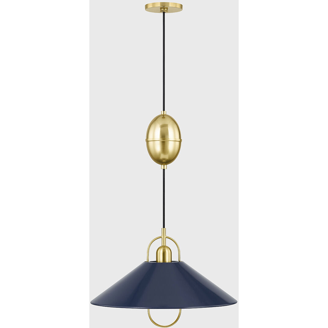 Mariel 1 Light 18 inch Aged Brass/Soft Navy Pendant Ceiling Light in Aged Brass and Soft Navy
